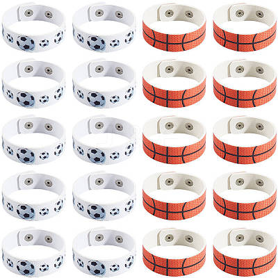 20Pcs 2 Styles Leather Wide Cord Bracelet with Snap Button for Men Women GUQI-CL0001-02A-1
