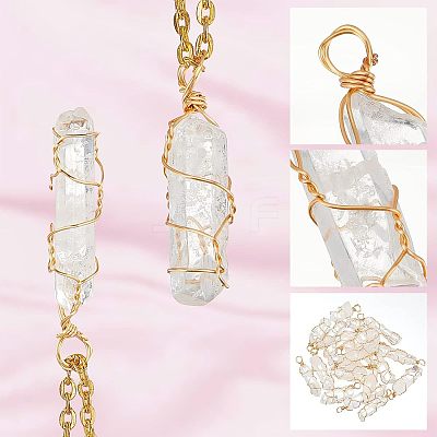 20pcs Natural Quartz Crystal Pointed Pendants FIND-FG0001-58-1