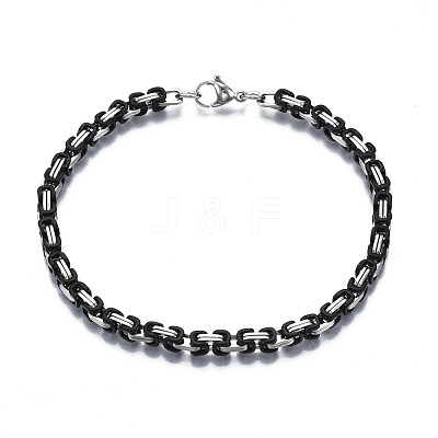 Two Tone 201 Stainless Steel Byzantine Chain Bracelets BJEW-S057-86B-01-1