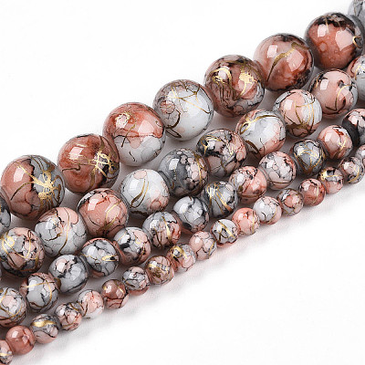 Baking Paint Glass Beads Strands DGLA-N003-6mm-B05-1