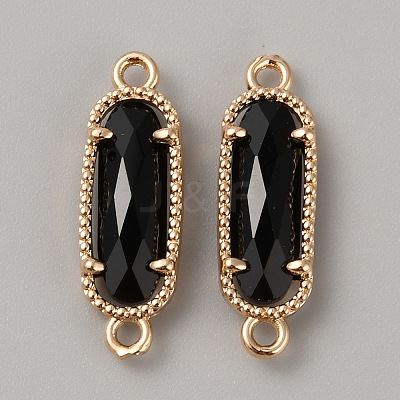 Golden Plated Brass Pave Glass Connector Charms LS-FIND-WH0110-728G-02-1