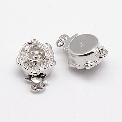 Anti-Tarnish Rhodium Plated 925 Sterling Silver Box Clasps STER-A030-64-1