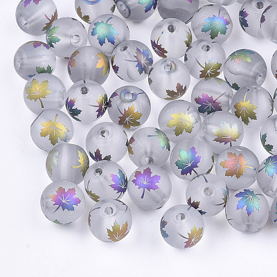 Autumn Theme Electroplate Transparent Glass Beads EGLA-S178-01E-1