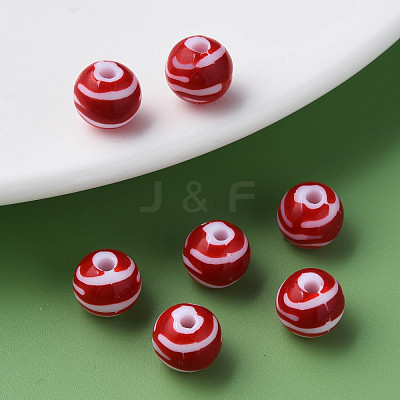 Opaque Striped Acrylic Beads MACR-S373-27D-01-1