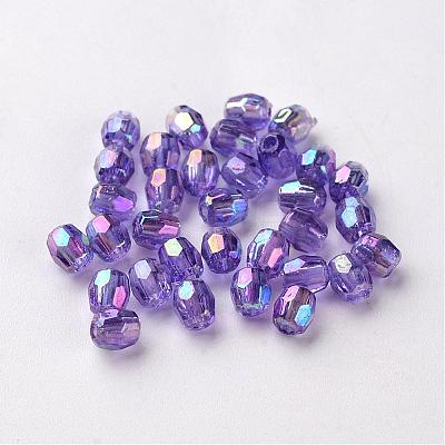 AB Color Plated Eco-Friendly Transparent Acrylic Barrel Beads TACR-L002-4mm-M-1