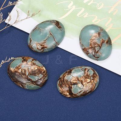 Assembled Synthetic Bronzite and Aqua Terra Jasper Cabochons G-R457-04-1
