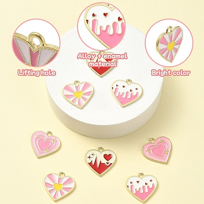 8Pcs 4 Colors Alloy Enamel Pendants ENAM-YW0004-31-1