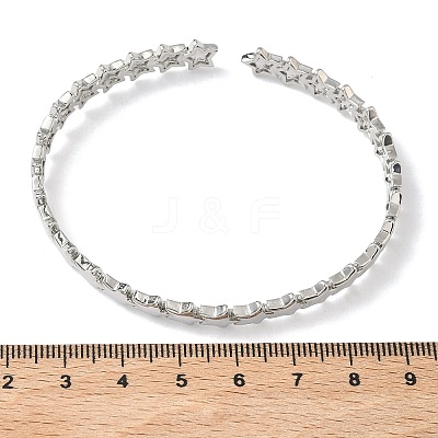 Star Brass Cuff Bangles for Women BJEW-C144-01A-P-1