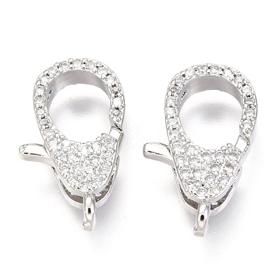 Brass Micro Pave Cubic Zirconia Lobster Claw Clasps ZIRC-O038-22P-1