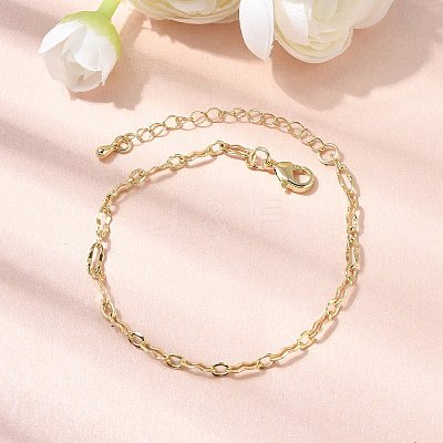 Brass Link Chain Bracelet for Women BJEW-A065-04G-1