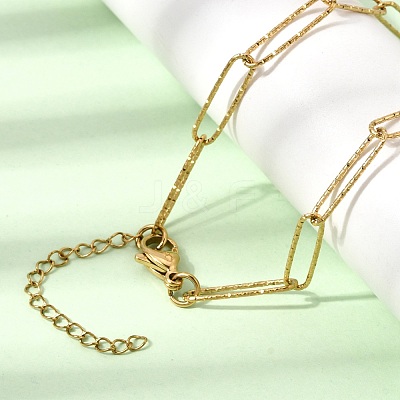 5MM 304 Stainless Steel Textured Paperclip Chain Necklaces for Women Men SA-CBA37BC-20G-1