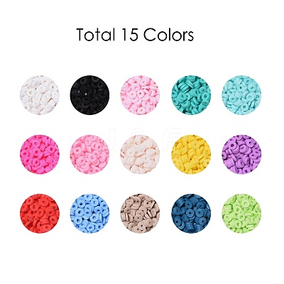 150G 15 Colors Handmade Polymer Clay Beads CLAY-JP0001-14-4mm-1