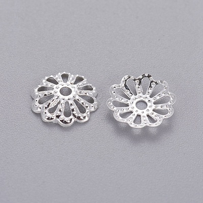 Silver Color Plated Filigree Flower Iron Fancy Bead Caps X-IFIN-E191Y-S-1