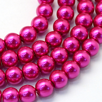 Baking Paint Pearlized Glass Pearl Round Bead Strands X-HY-Q330-8mm-17-1