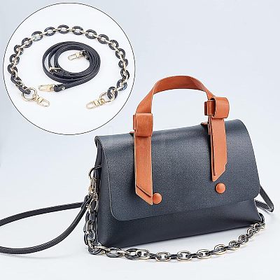 2Pcs 2 Style Adjustable Leather & Acrylic Cable Chain Bag Handles FIND-PH0005-19-1