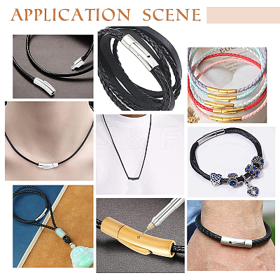 4Pcs 4 Styles Column 304 Stainless Steel Matte Bayonet Necklace Clasps with Push Button STAS-UN0052-64-1