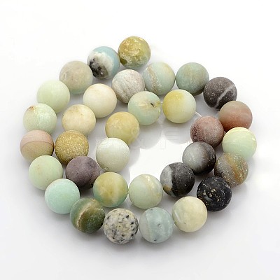 Natural Frosted Flower Amazonite Round Beads G-D616-6mm-1