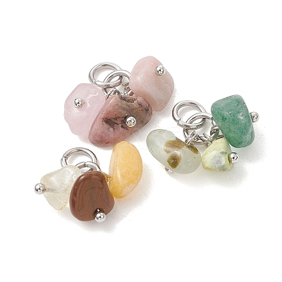 5Pcs Natural & Synthetic Mixed Gemstone Pendants PALLOY-JF05353-01-1