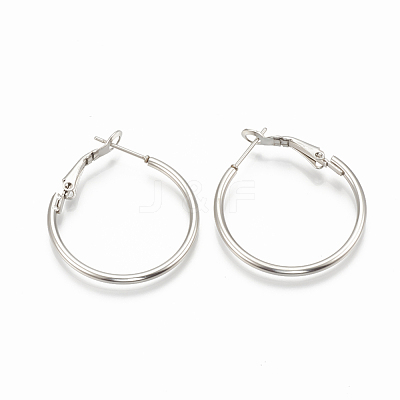 Non-Tarnish 304 Stainless Steel Hoop Earrings X-STAS-S078-07-30mm-1