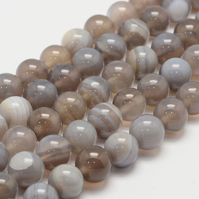 Natural Striped Agate/Banded Agate Bead Strands X-G-K155-D-10mm-02-1