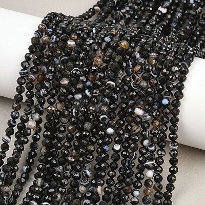 Natural Dyed & Heated Black Agate Beads Strands G-RM250101-C18-1