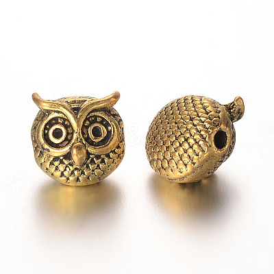 Owl Alloy Beads PALLOY-L161-04AG-1