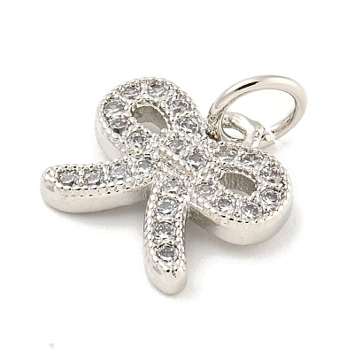 Rack Plating Brass Micro Pave Clear Cubic Zirconia Pendants KK-B093-01A-P-1