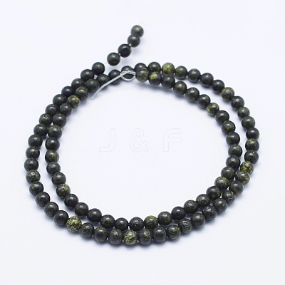 Natural Serpentine/Green Lace Stone Beads Strands G-P345-01-12mm-1