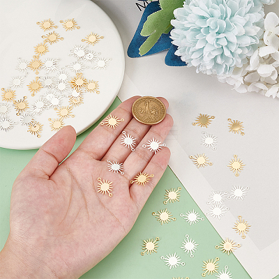 60Pcs 2 Colors Brass Connector Charms KK-BC0013-88-1