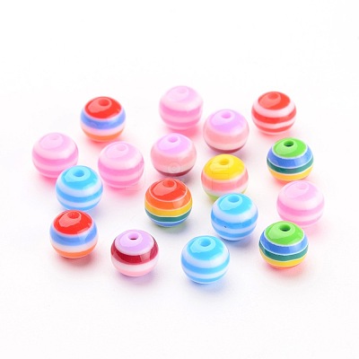 Round Resin Stripe Beads X-RB062-1