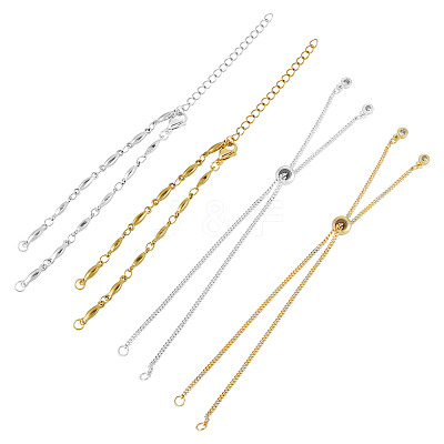 2 Sets 2 Styles 304 Stainless Steel Bar Link Chain Bracelet Making AJEW-TA0001-77-1