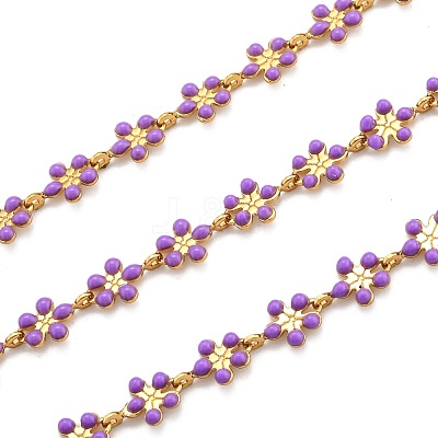 Golden Brass Enamel Link Chains CHC-H103-08I-G-1