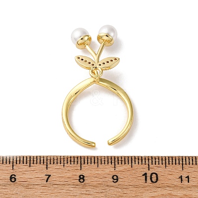 Brass Micro Pave Cubic Zirconia Open Cuff Rings for Women RJEW-U057-18G-02-1