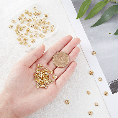 160Pcs 8 Style Rack Plating Alloy Flower Bead Caps KK-PH0003-60-1