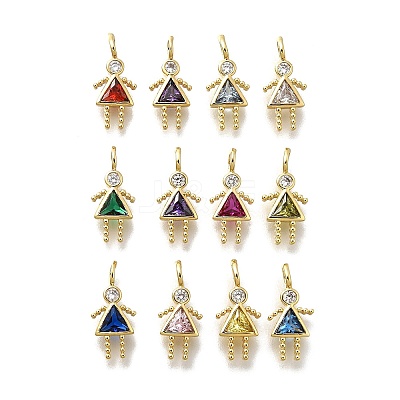 Brass Micro Pave Cubic Zirconia Pendants KK-D339-01G-01-1