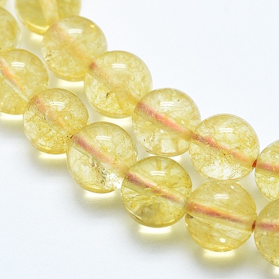 Natural Citrine Beads Strands X-G-E483-12-6mm-1