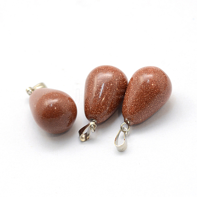 Teardrop Synthetic Goldstone Pendants G-Q435-14-1