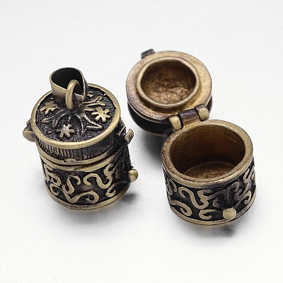 Carved Column Rack Plating Brass Prayer Box Pendants KK-L101-37-1