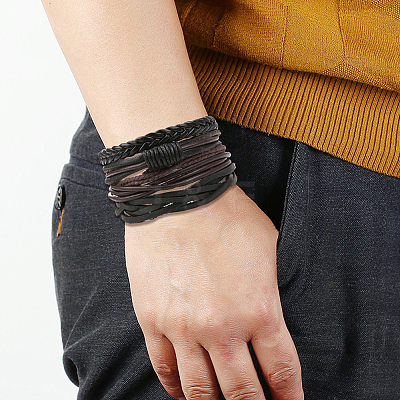 1Bag Mixed Styles Adjustable PU Leather Cord Braided Bracelets for Unisex BJEW-CL0001-47A-1