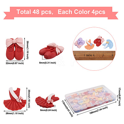48Pcs 12 Style Resin Cabochons CRES-BY0001-02-1