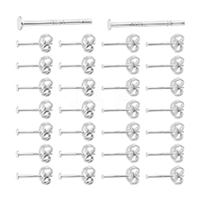 925 Sterling Silver Flat Pad Stud Earring Findings STER-PH0002-76-1