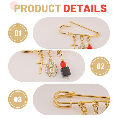 4Pcs 4 Styles Steel Heavy Duty Safety Pins JEWB-CA00008-1