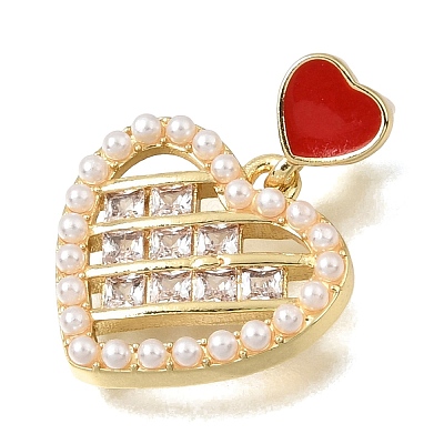 Brass Micro Pave Clear Cubic Zirconia Pendants KK-C263-06G-1
