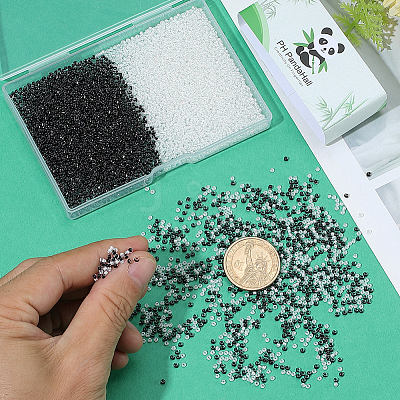 7000Pcs 2 Colors Grade A Round Glass Seed Beads SEED-PH0002-72-1