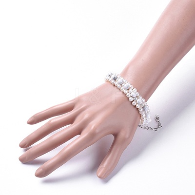 Natural Howlite Beads Bracelets BJEW-JB04604-03-1