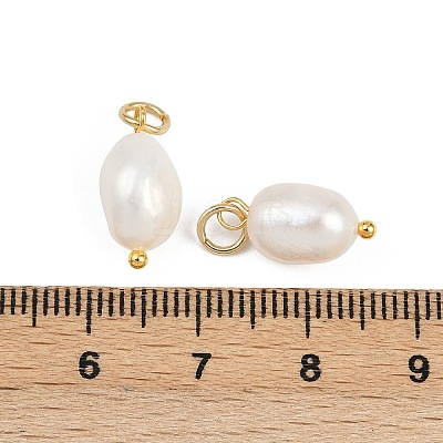 Grade B Natural Cultured Freshwater Pearl Charms X-PALLOY-JF01497-01-1