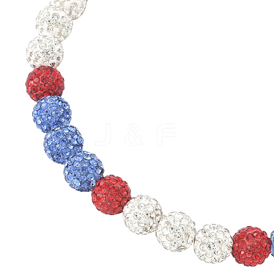 1Pc Polymer Clay Rhinestone Round Beaded Stretch Necklaces NJEW-SP0001-14G-1