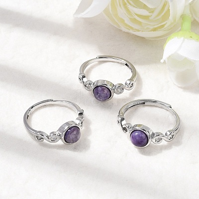 Natural Charoite Finger Rings RJEW-A084-04P-07-1