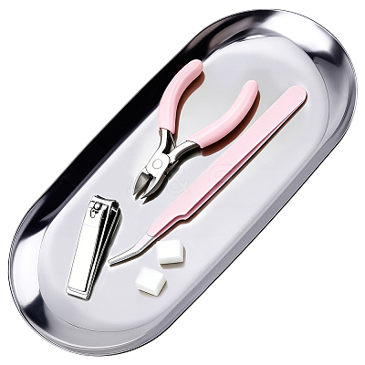 Non-Tarnish Oval 430 Stainless Steel Jewelry Display Plate STAS-CP0001-08P-1