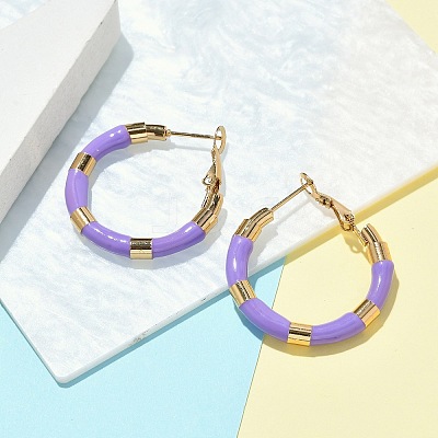 PVD Vacuum Plating 201 Stainless Steel Enamel Hoop Earrings for Women EJEW-B016-33D-1